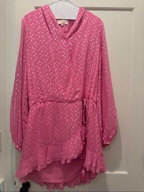 Rococo Sand Pink Semi-Sheer Blouse with Metallic Accents